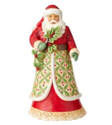 JIM SHORE BABBO NATALE CON AGRIFOGLIO