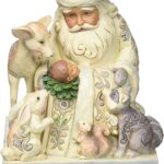 JIM SHORE BABBO NATALE WHITE WOODLAND CON ANIMALI GESU BAMBINO