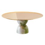 SAMBONET Alzata Piede Madame PVD Gold Base Verde Giada Ø cm 22 H cm 9,5