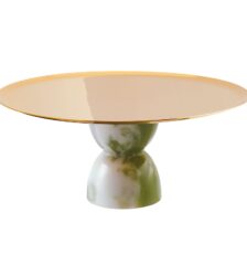 SAMBONET Alzata Piede Madame PVD Gold Base Verde Giada Ø cm 22 H cm 9,5