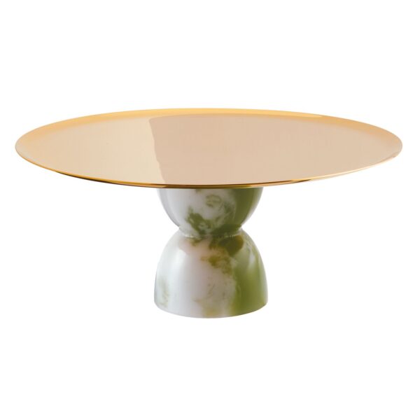 SAMBONET Alzata Piede Madame PVD Gold Base Verde Giada Ø cm 22 H cm 9,5