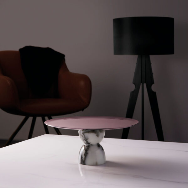 SAMBONET Alzata Piede Madame PVD Parfait Amour Base Marmo Ø cm 22 H cm 9,5 - immagine 2