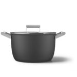SMEG Casseruola Alta antiaderente Ø 26 cm Nero con coperchio vetro