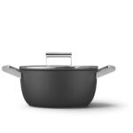 SMEG Casseruola antiaderente Ø 24 cm Nero con coperchio vetro