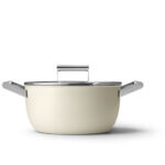 SMEG Casseruola antiaderente Ø 24 cm Panna con coperchio vetro