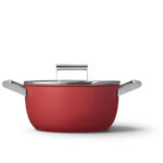 SMEG Casseruola antiaderente Ø 24 cm Rosso con coperchio vetro