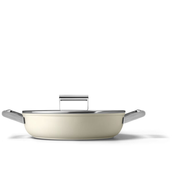 SMEG Tegame antiaderente Ø 28 cm Panna con coperchio vetro