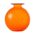 VENINI Vaso Balloton Monofiore Arancio Ø18 cm H20,5 cm