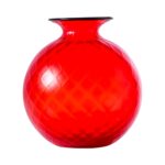 VENINI Vaso Balloton Monofiore Rosso Ø14 cm H16 cm