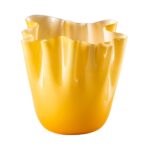 VENINI Vaso Fazzoletto Opalino Soffiato Ambra Lattimo  Ø 23 cm H 31 cm