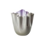 VENINI Vaso Fazzoletto Opalino Soffiato Talpa Indaco Ø 23 cm H 31 cm