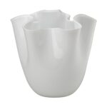 VENINI Vaso Fazzoletto Soffiato Lattimo interno Lattimo Ø 20 cm H 24 cm