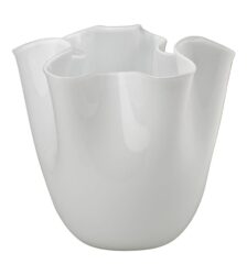 VENINI Vaso Fazzoletto Soffiato Lattimo interno Lattimo Ø 23 cm H 31 cm