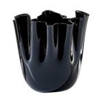 VENINI Vaso Fazzoletto Soffiato Nero interno Nero Ø 20 cm H 24 cm