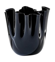 VENINI Vaso Fazzoletto Soffiato Nero interno Nero Ø 23 cm H 31 cm
