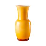 VENINI Vaso Opalino Soffiato Ambra Monceau interno Lattimo Ø 17 cm H 36 cm