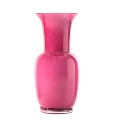 VENINI Vaso Opalino Soffiato Magenta interno Lattimo Ø 14 cm H 30 cm
