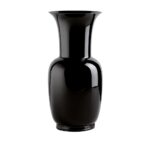 VENINI Vaso Opalino Soffiato Nero interno Nero Ø 14 cm H 30 cm