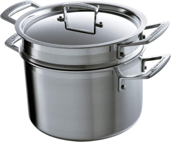 Le Creuset Acciaio Inox Pastaiola 20cm Con cestello e e coperchio