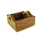 CESTINO QUADRATO CON MANIGLIE RATTAN CM 17 X 17