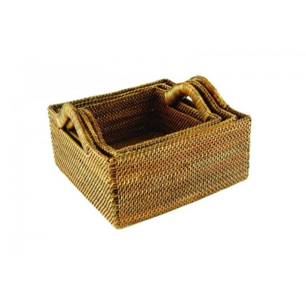 CESTINO QUADRATO CON MANIGLIE RATTAN CM 23 X 23