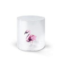 MONTEREY Bicchiere in vetro borosilicato con soggetto in vetro FENICOTTERO